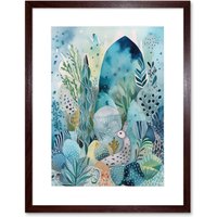 Artery8 Wall Art Print Coastal Plants & Animals Folk Art Watercolour Painting Artwork Framed 9X7 Inch in Brown | Size: W7" x H9"