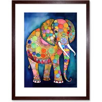 Artery8 Wall Art Print Elephant With Patterns Folk Art Watercolour Painting Artwork Framed 9X7 Inch in Brown | Size: W7" x H9"