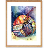 Artery8 Wall Art Print Hermit Crab Folk Art Watercolour Painting Artwork Framed 9X7 Inch in Beige | Size: W7" x H9"