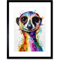 Artery8 Wall Art Print Meerkat Splash Paint Watercolour Painting Artwork Framed 9X7 Inch in Black | Size: W7" x H9"