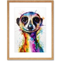 Artery8 Wall Art Print Meerkat Splash Paint Watercolour Painting Artwork Framed 9X7 Inch in Beige | Size: W7" x H9"