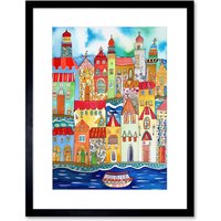 Artery8 Wall Art Print Tangier Morocco Folk Artwork Framed 9X7 Inch in Black | Size: W7" x H9"