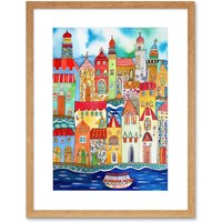 Artery8 Wall Art Print Tangier Morocco Folk Artwork Framed 9X7 Inch in Beige | Size: W7" x H9"