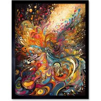 Artery8 Wall Art Print Vibrant Colour Sound Waves Music Artwork Art Framed in Black | Size: W12" x H16"