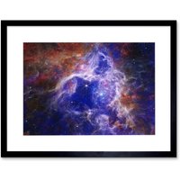Artery8 Wall Art Print NASA James Webb Telescope The Enduring Stellar Lifecycle in 30 Doradus Artwork Framed 9X7 Inch in Black | Size: W7" x H9"