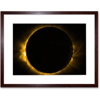 Artery8 Wall Art Print ESA PROBA-2 View of Europe's Solar Eclipse Artwork Framed 9X7 Inch in Brown | Size: W7" x H9"