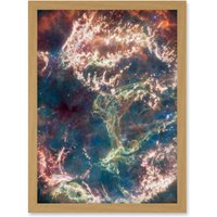 Artery8 NASA James Webb Telescope Cassiopeia A In Detail Artwork Framed Wall Art Print A4 in Light Oak