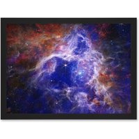 Artery8 NASA James Webb Telescope The Enduring Stellar Lifecycle in 30 Doradus Artwork Framed Wall Art Print A4 in Black