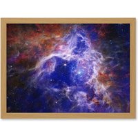 Artery8 NASA James Webb Telescope The Enduring Stellar Lifecycle in 30 Doradus Artwork Framed Wall Art Print A4 in Light Oak