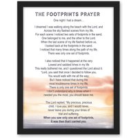 Artery8 Wall Art Print Lord Jesus Foot Prints In The Sand Poem Watercolour Large Framed Wall Décor Art in Light Oak | Size: W18" x H24"
