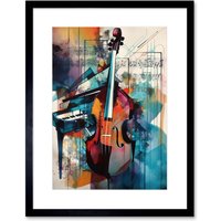 Artery8 Wall Art Print Violin & Piano Classical Music Note Melody Concerto Abstract Modern Watercolour Painting Artwork Framed 9X7 Inch