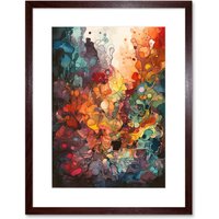 Artery8 Abstract Coral Reef Modern Rainbow Painting Framed 9X7 Inch Art Print in Brown | Size: W7" x H9"