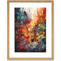 Artery8 Abstract Coral Reef Modern Rainbow Painting Framed 9X7 Inch Art Print in Beige | Size: W7" x H9"