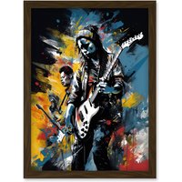 Artery8 Music Band on Stage Playing at Festival Modern Acrylic Painting Artwork Framed Wall Art Print A4 in Brown