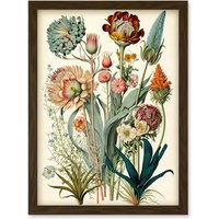 Artery8 Ernst Haeckel Inspired Vintage Botanical Plant Study Modern Watercolour Painting Illustration Artwork Framed Wall Art Print A4 in Brown