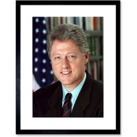 Artery8 Wall Art Print US President Bill Clinton Portrait Photo Artwork Framed 9X7 Inch in Black | Size: W7" x H9"