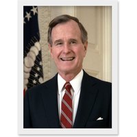 Artery8 US President George H W Bush Portrait Photo Artwork Framed Wall Art Print A4 in White