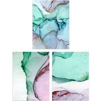 Artery8 Wall Art Print Abstract Green Pink Agate Stone Marble Set Of 3 s Bedroom Bathroom Aesthetic Microscope Photo A4
