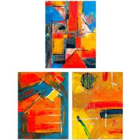 Artery8 Wall Art Print Abstract Oil Reflections Blue Red Orange Set Of 3 s Living Room Bedroom Aesthetic Painting A4