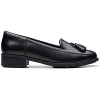 Clarks Women's Havisham Edge Loafer Black Leather Loafers, Slip Ons | Size: 6.5-Standard Fit
