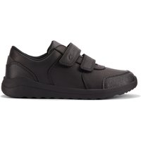 Clarks Daze Step 2 Kid Black Leather Riptape, School Shoes | Size: 12-Extra Wide Fit