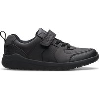 Clarks Daze Bright Kid Black Leather Riptape, School Shoes | Size: 11.5-Wide Fit