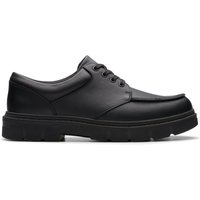 Clarks Lorcam Edge Youth Black Leather Derby Shoes, Lace Up, School Shoes | Size: 3.5-Extra Wide Fit