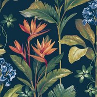 Belgravia Oliana Floral Wallpaper in Navy