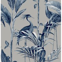 Belgravia Azzurra Leaf Wallpaper in Silver