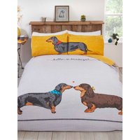 Rapport Hello Sausage Duvet Cover Set in White | Size: Single