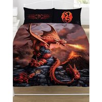 Anne Stokes Fire Dragon Duvet Cover Set in Burnt Orange | Size: Single