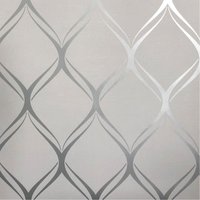 World of Wallpaper Clifton Wave Geometric Wallpaper in Light Grey