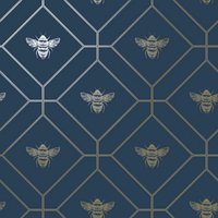World of Wallpaper Bee Wallpaper in Navy