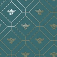 World of Wallpaper Bee Wallpaper in Teal