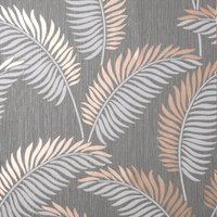 Fine Décor Cascade Leaf Wallpaper in Mid Grey