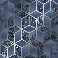 Muriva Elixir Marble Wallpaper in Navy