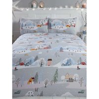 Rapport Winter Town Christmas Duvet Cover Set in Grey | Size: Single