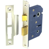 Securit Nickel Plated Door Lock - Silver - 63mm
