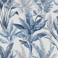 Rasch Akari Madagascar Leaf Wallpaper in Blue