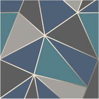Fine Décor Apex Geometric Wallpaper in Duck Egg Blue