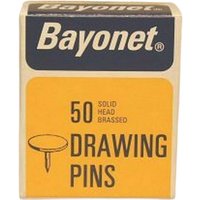 Bayonet Brass Plated Solid Head Drawing Pins (Pack of 50) in Gold