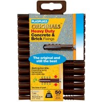 PLASPLUGS Heavy Duty Wall Plugs (Pack of 50) in Brown