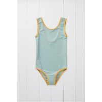 Grass & Air Girl's Ribbed Kids Swimsuit in Duck Egg Blue | Size: 4-5 Years