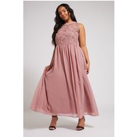 Yours Women's Chiffon Maxi Dress in Light Pink | Size: 24