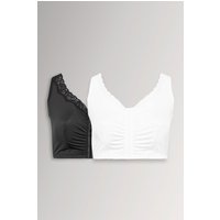 Yours Women's 2 Pack Non Padded Lace Trim Bras Bras in Black | Size: 20