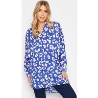 M&Co Women's Leopard Print Blouse in Bright Blue | Size: 18-22