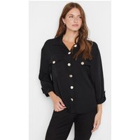 M&Co Women's Statement Button Shirt in Black | Size: 6