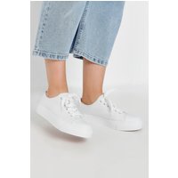Yours Women's Flat Canvas Trainers in White | Size: 7EEE