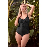 Yours Women's Double Crossover Tummy Control Swimsuit in Black | Size: 28