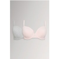 Yours Women's 2 Pack Lace Trim Padded Bras in Grey | Size: 44D